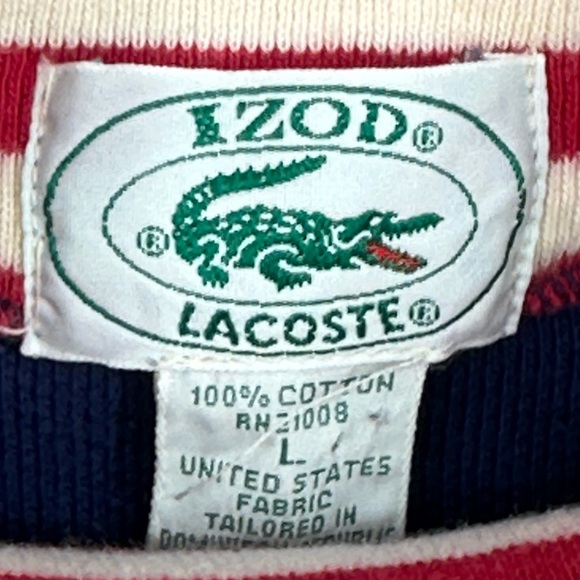 Vintage Izod Lacoste Mens Sz L Candy Stripe Turtle Neck Blue RARE!!! T0 - Picture 5 of 10